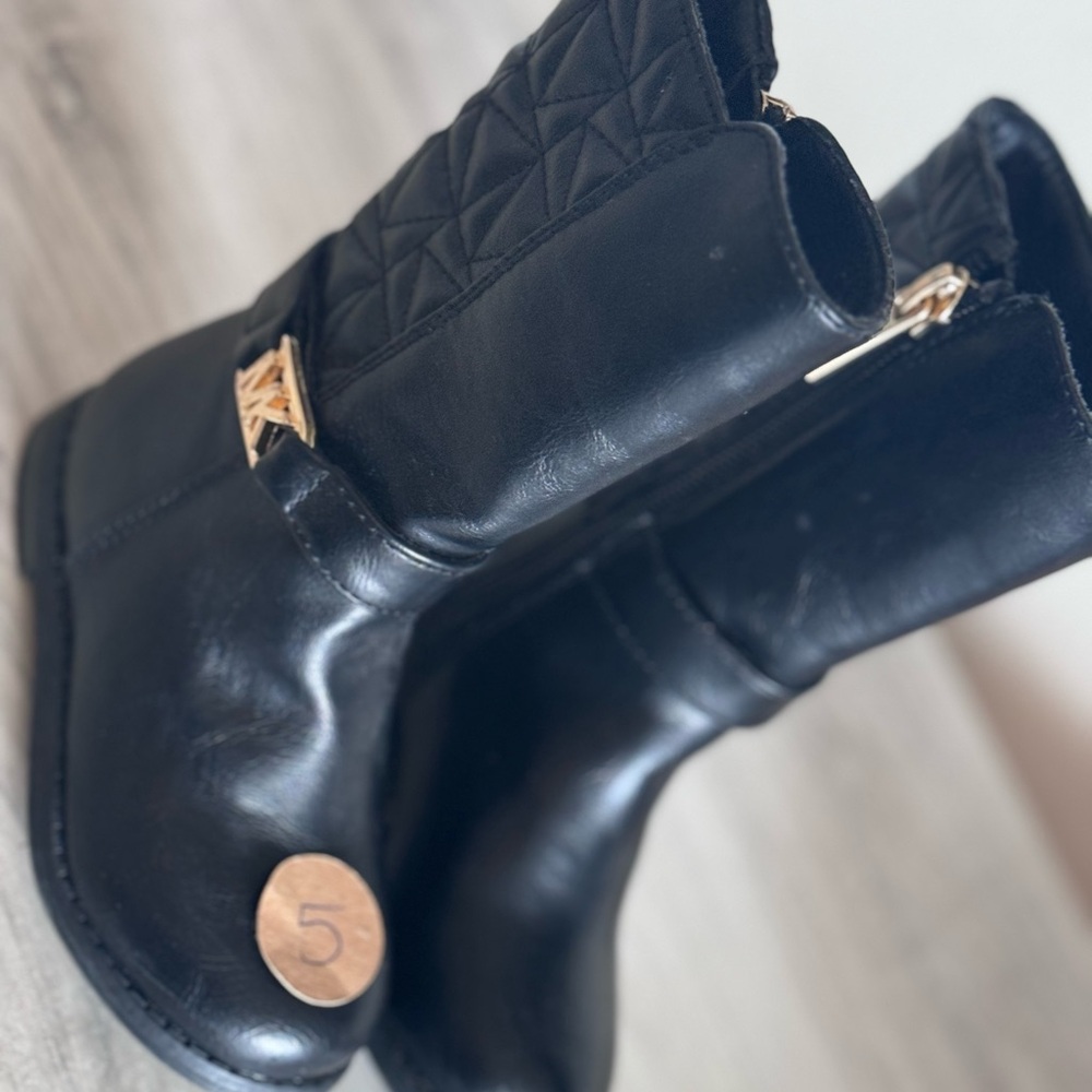 MICHAEL Michael Kors Black Quilted Boots with Gold Detail